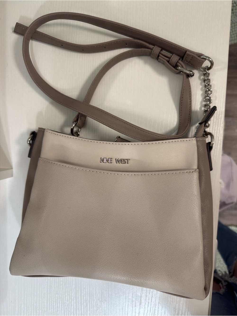Nine West Two-Tone Beige and Taupe Crossbody